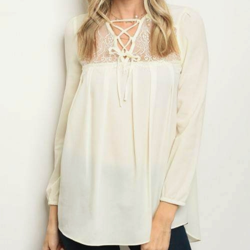 Lace Yoke Tunic Top